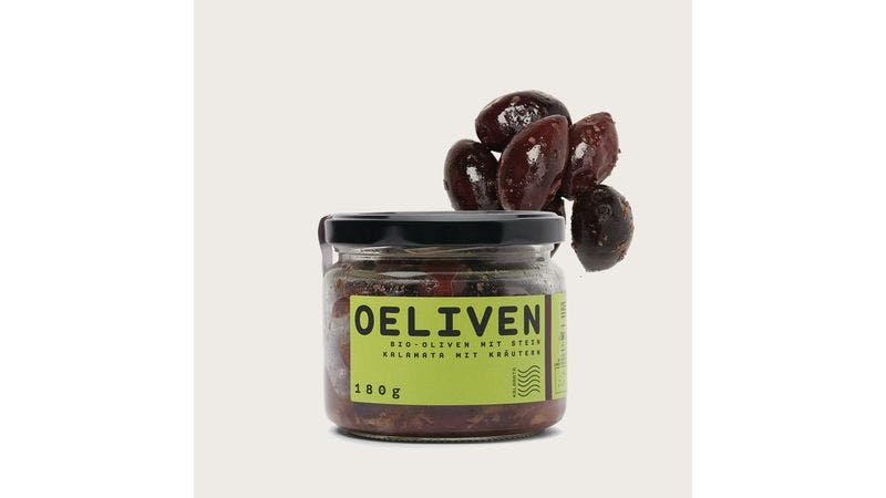 OELIVEN Bio Oliven mit Stein  - Kalamata mit Kräutern