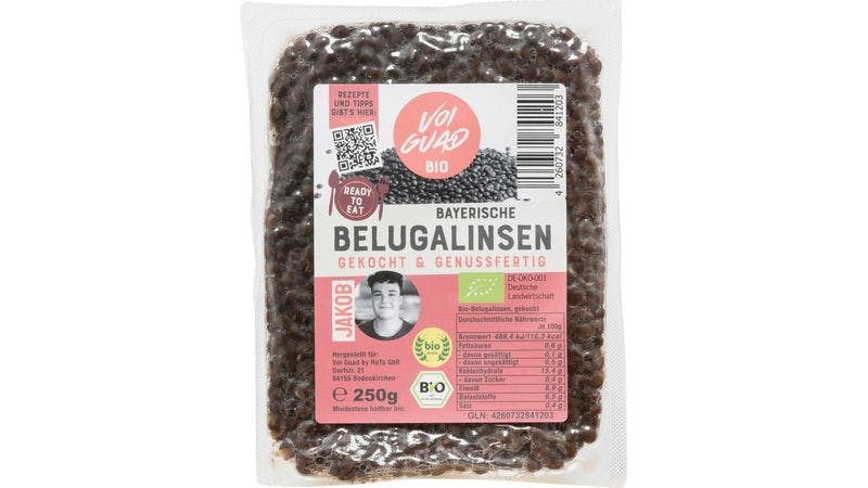 Bio Belugalinse, gekocht und verzehrfertig "ready to eat" 250 g