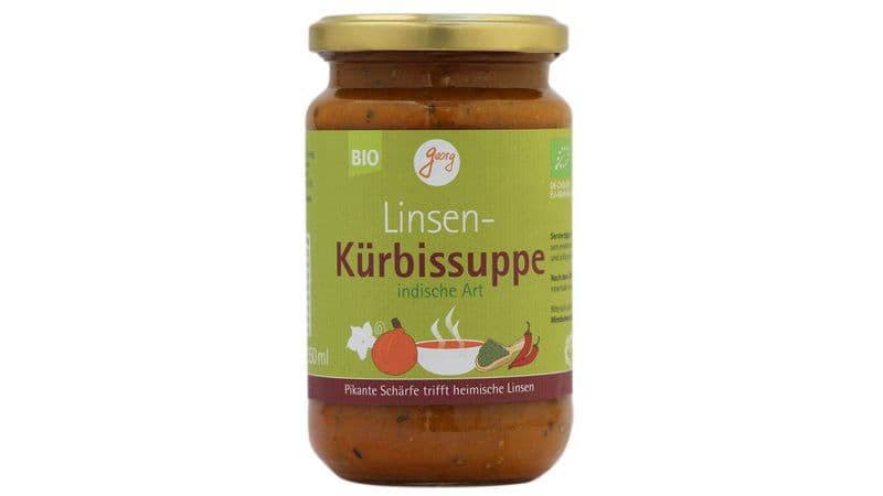 Bio Linsen-Kürbissuppe indische Art