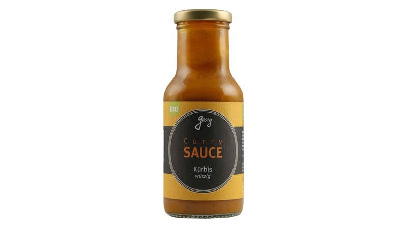 Curry-SAUCE Kürbis würzig Bio - ohne Tomate - vegan - mit Curry & Hokkaido-Kürbis - glutenfrei - ohne künstliche Konservierungsstoffe, ohne Farbstoffe