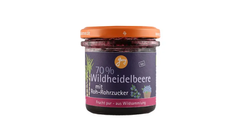 Wildheidelbeere 70% Frucht mit Roh-Rohrzucker Bio Vegan von Georgs Bio-Bauern